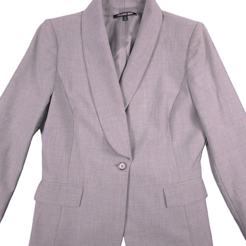 Gianni Bini Blazer Womens Size 8 Gray Single Breasted Shawl Lapel